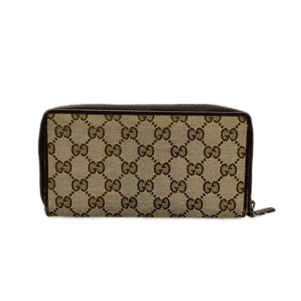 Gucci Round Zip Long Wallet Leather GG Canvas